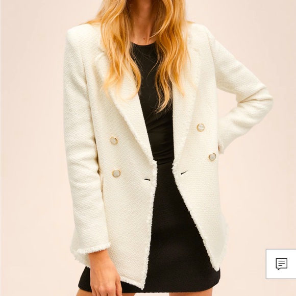 NWOT Boucle Ivory Fitted Blazer XXS - Picture 1 of 11